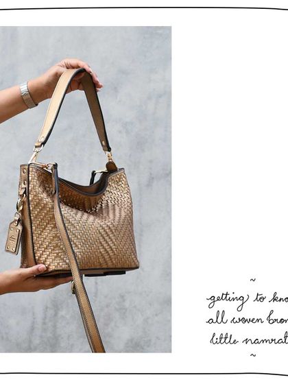 Another view of the All Woven Bronze Little Namrata, showing its elegant shape and beautiful woven texture.