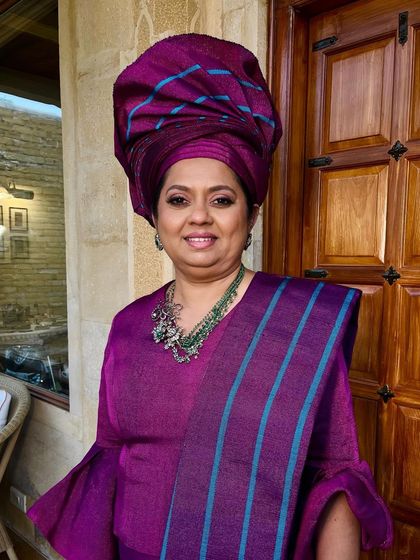 The mother of the bride, ready for her daughter's Nigerian wedding ceremony. I love the conversations I have with moms, hearing their stories and creating a look that makes them feel special.