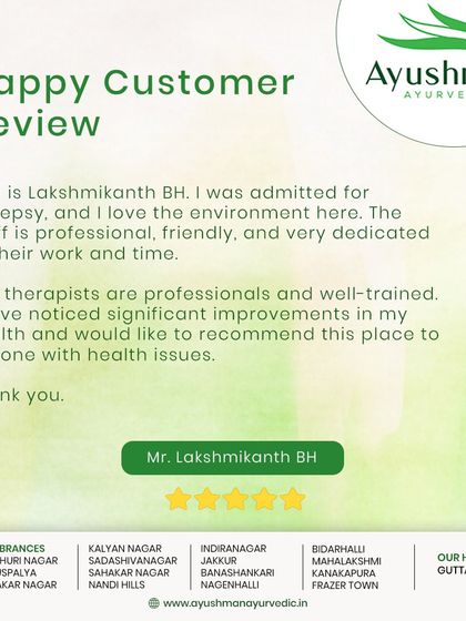 A patient admitted for epilepsy at our Guttahalli hospital shares his positive feedback. He commends the professional, friendly, and dedicated staff and the well-trained therapists, noting significant improvements in his health.