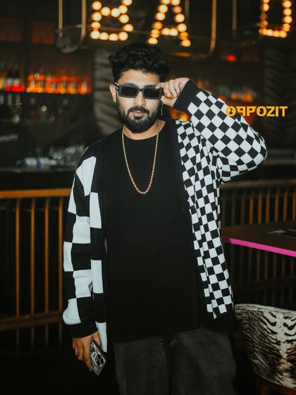 Rocking the checkered look before my set at Badmaash for their anniversary week. Style is part of the performance.