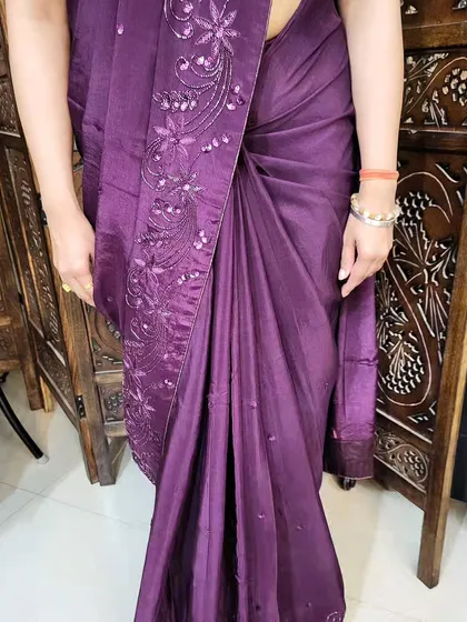 A beautiful result from a student in just a 2-hour intensive draping workshop. The embroidered border is perfectly showcased.