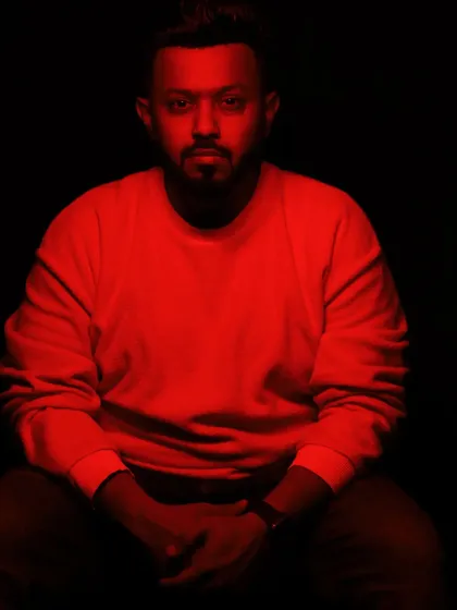 In my mind, I see all my passionate memories in bright, burning red. A creative portrait shot.
