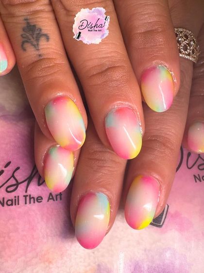 A colorful and dreamy set with a soft, blended pastel rainbow effect.