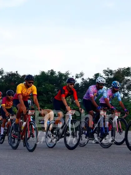 A group of riders from the masters category, enjoying the camaraderie and competition of race day.