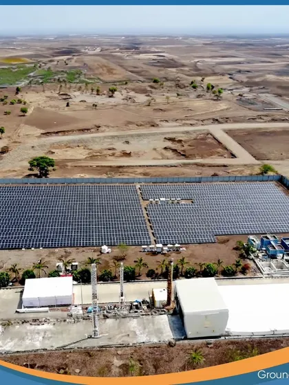 A ground-mounted on-site solar plant, demonstrating our flexibility in designing solutions based on available land and client requirements. We offer a range of on-site options to fit diverse industrial needs.