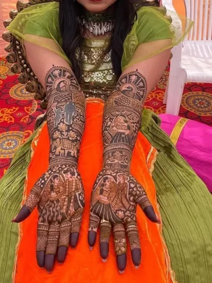 A full view of the design with the father-daughter silhouette, showing how it integrates with the rest of the bridal story.
