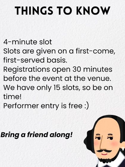 Things to know for our Spill Poetry Open Mic. We keep it simple: 4-minute slots, first-come, first-served.