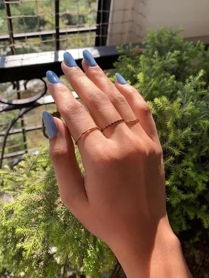 Another shot of the serene blue nails, showing how elegant and simple they look. Perfect for everyday wear.