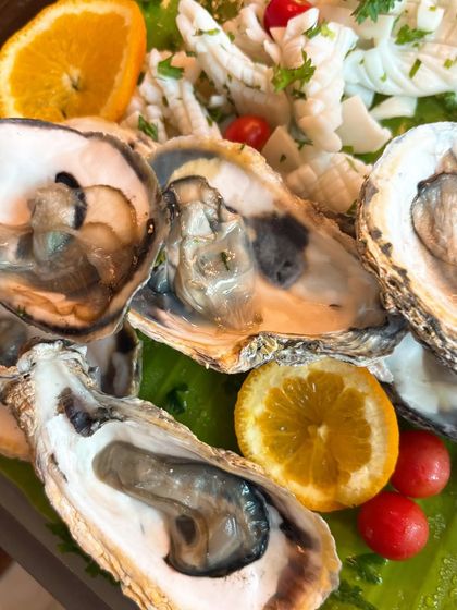 Fresh oysters from the seafood bar at The Qube. Close up shots like this highlight the quality and freshness of the ingredients, a key selling point for any gourmet buffet.