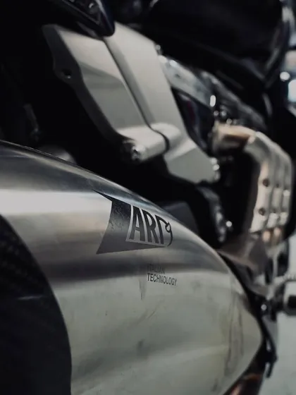 The unique exhaust system of the Triumph Rocket 3.