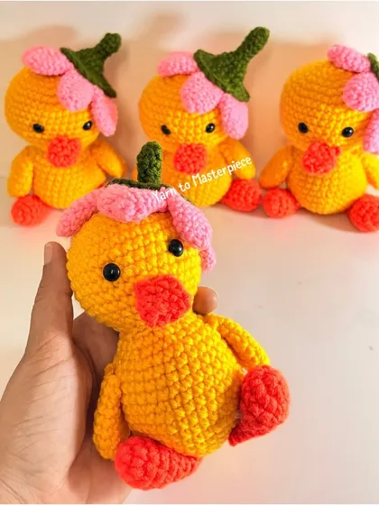 A group of my flower-hat ducks ready for a customer. I can create these in bulk for events or return gifts.