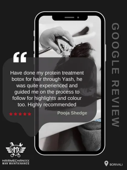 This client highly recommends our stylist Yash for his expertise in protein and botox treatments. We always guide our clients on the best process for their hair goals, including future color and highlights.