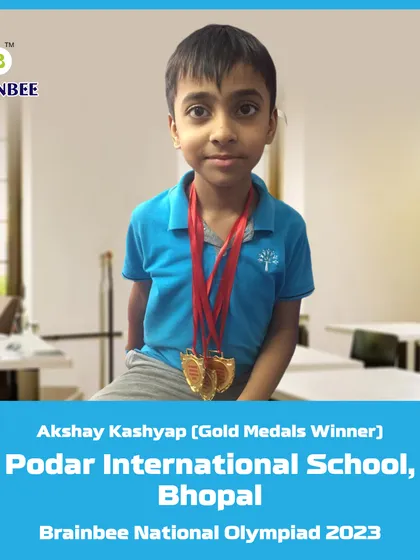 Akshay Kashyap from Podar International School, Bhopal, celebrating his Gold Medal win at the 2023 Olympiad.