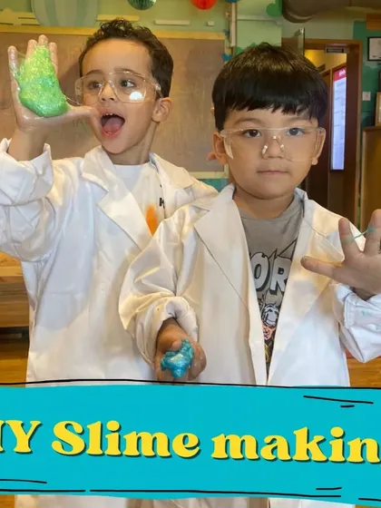 Welcome to the Mad Science Lab! These two budding scientists are having a blast with our DIY slime-making experiment. It's messy, it's fun, and it's a fantastic introduction to basic chemistry concepts.