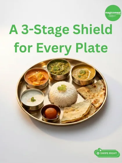 A balanced thali is a cornerstone of Indian workplace lunches. This is an example of a perfectly portioned meal, featuring a variety of dishes that offer a complete nutritional profile, combining taste with health.
