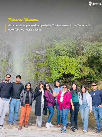 On the road towards Thimphu, we make unplanned stops for misty bends and hidden waterfalls. It's these spontaneous moments, like enjoying the steam of hot thukpa on a cool day, that make the trip special.