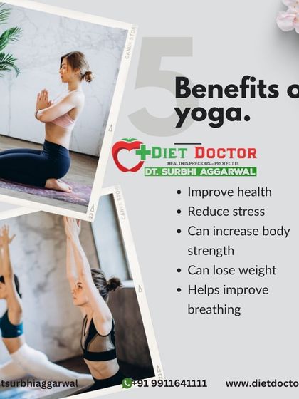 Yoga offers numerous benefits for both mind and body. This infographic outlines five of them, including improved health, reduced stress, increased strength, and weight loss.