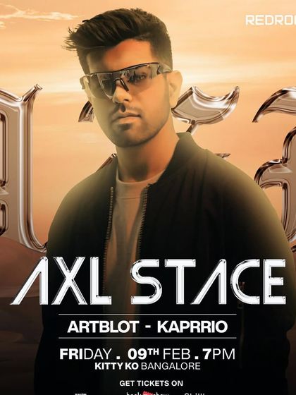 The flyer for a massive debut at Kitty Ko with AXL STACE, an artist who has graced the stages of Afterlife and Tomorrowland.