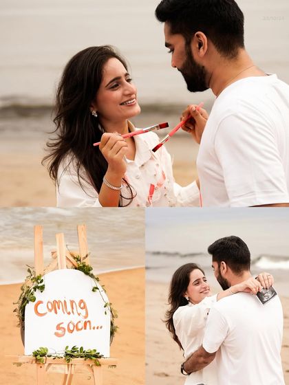 A collage from the creative painting announcement, showing the fun process and the final reveal.