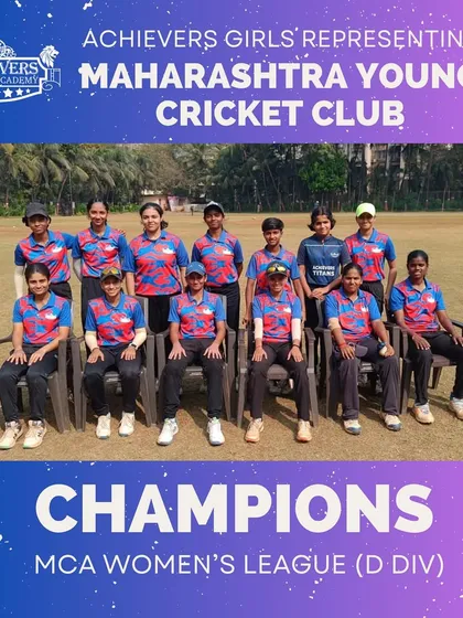 Champions! Our girls' team, representing Maharashtra Young Cricket Club, celebrating their victory in the MCA Women's League. This win showcases the strength and success of our dedicated girls' cricket program, which empowers female athletes to excel.