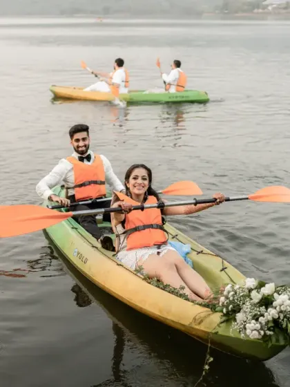 Who says you can't go kayaking on your wedding day? This couple turned their celebration into an adventure, a perfect reflection of their fun-loving spirits. We love capturing stories that are uniquely you.