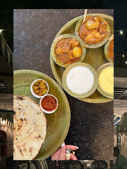 A delicious, traditional meal served on leaf plates. Sharing food is a huge part of how we build community on our retreats, and we always make sure to savor the authentic local cuisine of the region we are in.