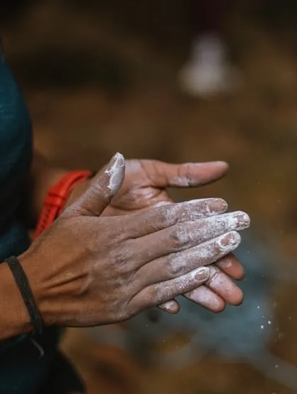 Chalking up is a familiar ritual for every climber. It's that moment of preparation and focus before you get on the wall.
