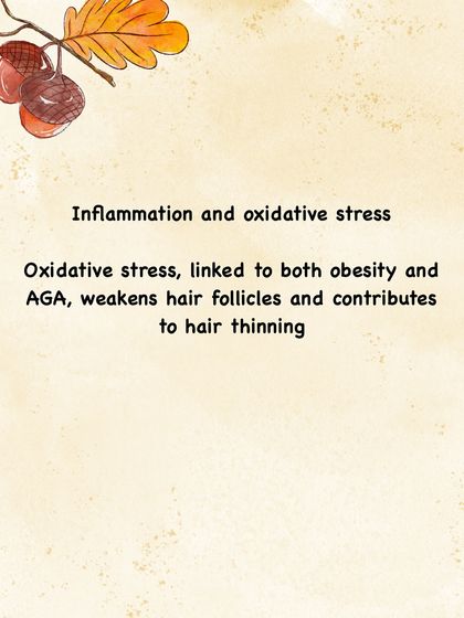 Oxidative stress, which is linked to both obesity and AGA, weakens hair follicles at a cellular level and is a direct contributor to hair thinning.