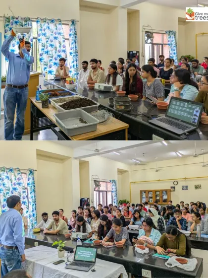 Our Head of Nature Conservation Education, Ishtiyak Ahmad, leads a lecture and demonstration for botany students at Ramjas College, bridging academic knowledge with practical skills.