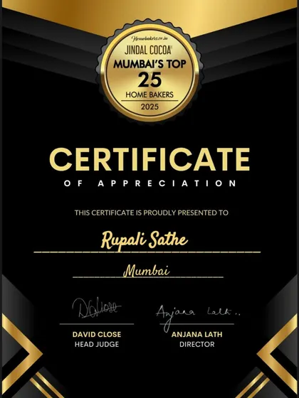 I am so honored and grateful to be recognized as one of Mumbai's Top 25 Home Bakers for 2025 by Jindal Cocoa. This appreciation for my hard work and passion means the world to me.