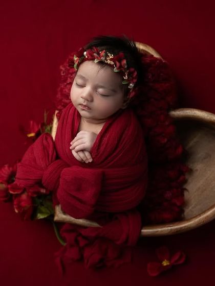 A variation of the red heart bowl setup, with delicate red flowers added for a touch of floral elegance.