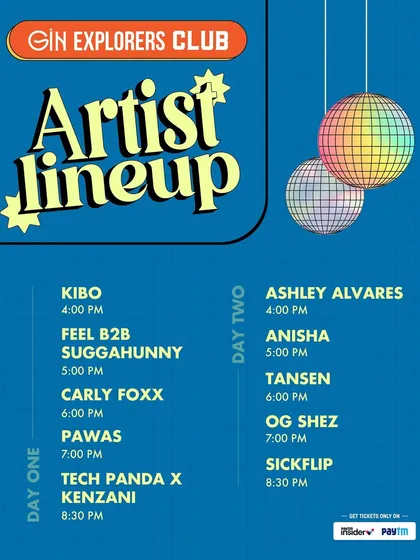 The official artist lineup for the Gin Explorer's Club. It's always an honor to be featured alongside so many talented DJs and performers.