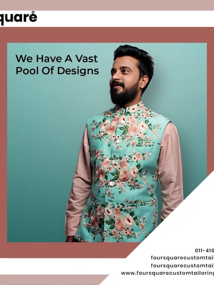 Make a bold statement with our custom Nehru jackets. This vibrant turquoise floral print jacket is a testament to our diverse design pool, created for those who want their festive wear to reflect a unique and modern sensibility.