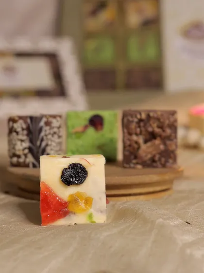 Our Candied Fruit fudge is a colorful and sweet treat, reminiscent of classic fruitcake flavors.
