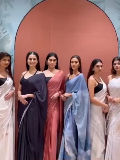 Draping these beautiful models for a unique event showcasing sarees with Italian marble prints. It was a creative and fun project.