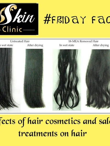 An educational graphic illustrating the damaging effects of certain hair cosmetics and salon treatments. We provide factual insights like these to help you understand the science of hair health and make better choices for your hair care regimen.