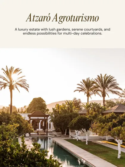 A top Ibiza venue: Atzaró Agroturismo. A luxury estate with lush gardens and serene courtyards, offering endless possibilities for multi-day celebrations.