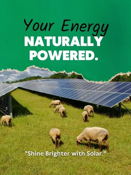 Your energy, naturally powered. This image of a solar farm coexisting with nature shows the eco-friendly side of solar.