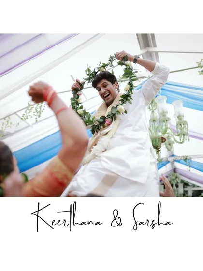 A collage of moments from the Kasi Yatra and Oonjal ceremonies, key rituals in a Tamil wedding.