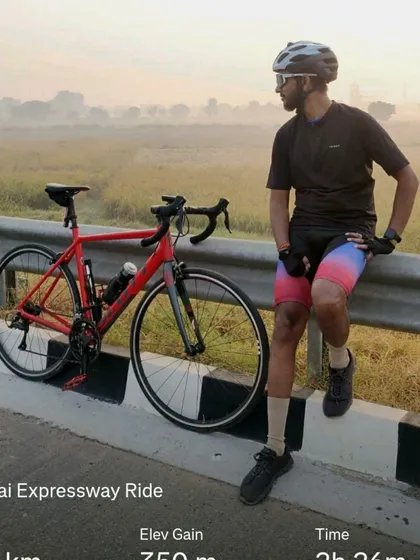 A scenic shot from a ride on the Mumbai Expressway. The open road and beautiful landscape are a cyclist's dream.