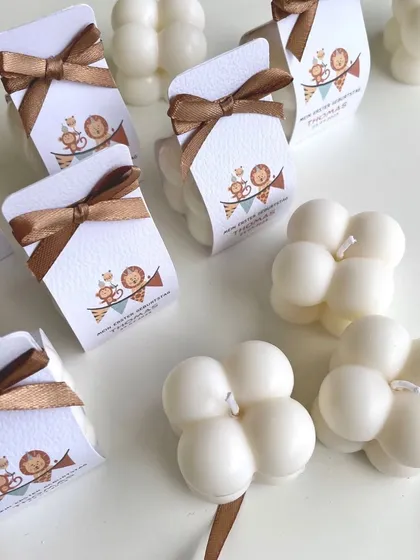 Another cute packaging idea for our bubble candles. This jungle animal theme is great for a kid's birthday party.