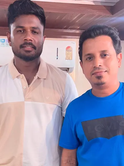 A great moment with the captain, Sanju Samson. It's always a pleasure to provide grooming for this true legend on his various shoots and ad campaigns.
