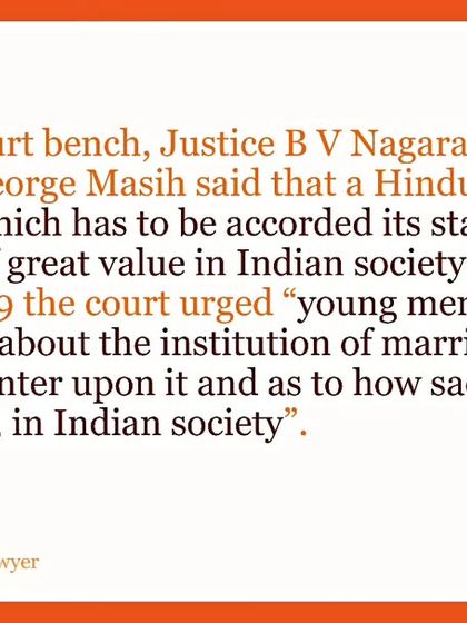 The Supreme Court has described Hindu marriage as a sacred institution of great value. The court urged young people to think deeply about this institution before entering into it, highlighting its cultural and legal significance.