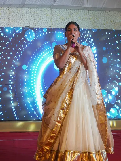 A front facing shot from the same Sangeet, capturing a moment of performance. I always aim to connect with the audience, no matter the size of the crowd.
