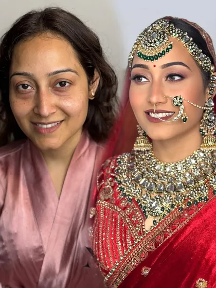 The journey from natural beauty to bridal royalty. This before and after shows the power of technique, not just products. I focus on enhancing your features with a flawless, long-lasting base and perfectly defined eyes to create a look that is both stunning and timeless.