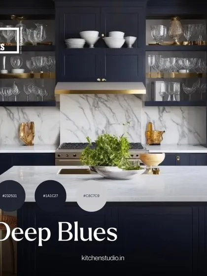Deep blues remained a favorite in 2024, creating a sense of luxury and drama, especially when contrasted with white marble and gold fixtures.