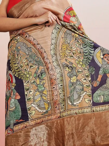 A detailed shot of the print, showcasing the intricate depiction of dancers and nature.