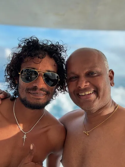 Me with one of our fantastic local guides in the Maldives. Building strong relationships with our partners on the ground is key to a great trip.