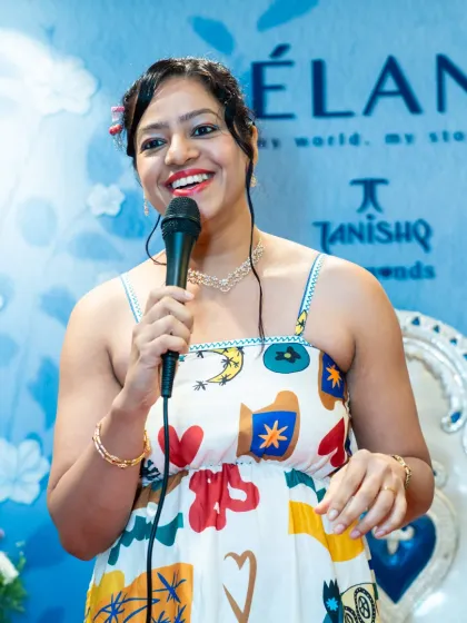 Hosting a diamond collection launch for a prestigious brand like Tanishq is always a pleasure. Here, I am engaging with the audience, sharing details about the new collection, and ensuring the event is as sparkling as the jewelry itself.