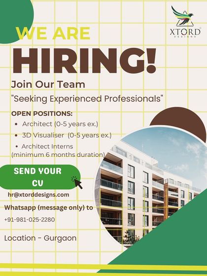 Xtord Designs in Gurgaon is hiring for multiple roles.